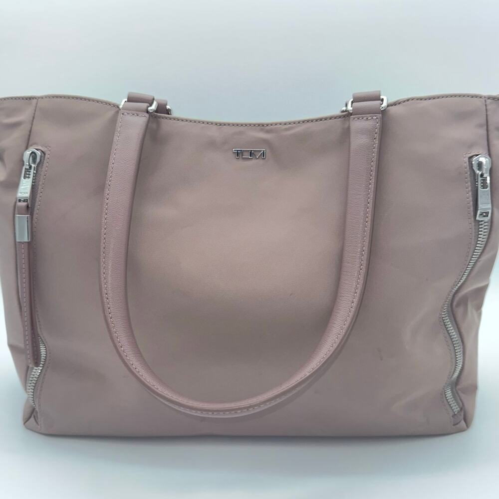 TUMI Voyageur Valetta Large Tote Bag Light Mauve Pink Nylon Laptop Travel